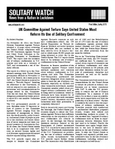 Solitary Watch Newsletter – Spring, 2015